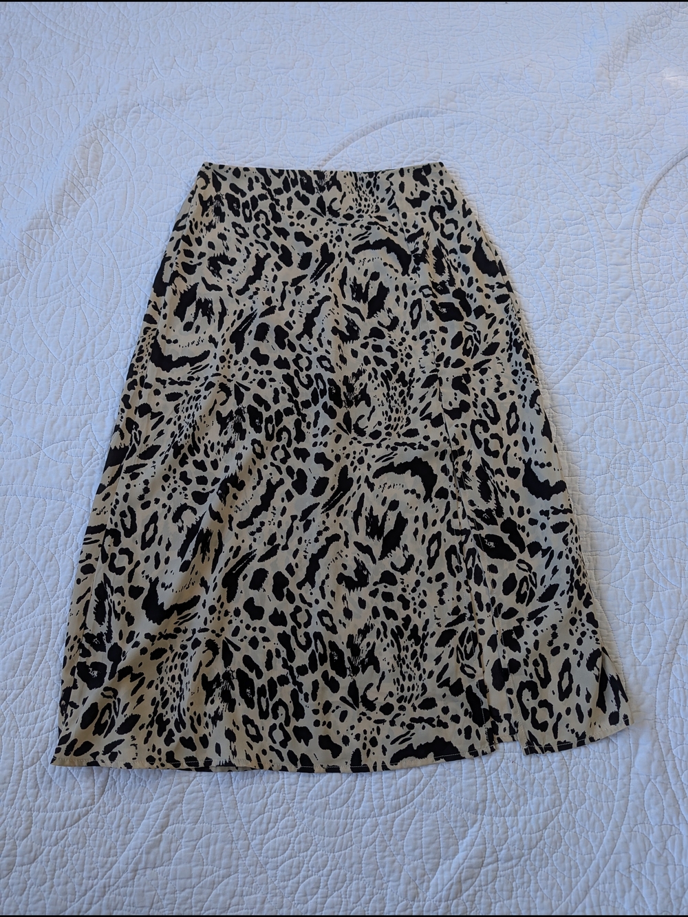 Nasty Gal Beige and Black Leopard Midi Skirt